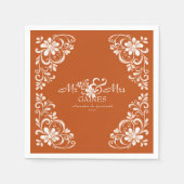 Burnt Orange Shabby Chic Mr & Mrs Wedding Napkin スタンダードカクテルナプキン (正面)