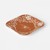 Burnt Orange Shabby Chic Mr & Mrs Wedding Plate ペーパープレート (傾斜あり)