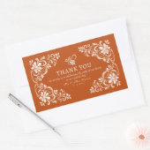 Burnt Orange Shabby Chic Thank You Wedding Sticker 長方形シール (封筒)
