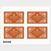 Burnt Orange Shabby Chic Thank You Wedding Sticker 長方形シール (シート)