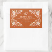 Burnt Orange Shabby Chic Thank You Wedding Sticker 長方形シール (バッグ)
