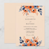 Burnt Orange Stately Autumnal Wedding 招待状 (正面/裏面)