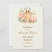 Burnt Orange Stripes Floral Perfume Bridal Shower 招待状 (正面)