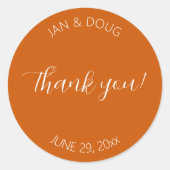 Burnt Orange Stylized結婚's Thank You ラウンドシール (正面)