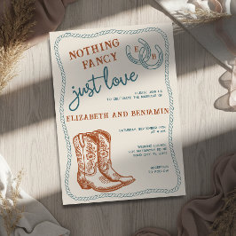 Burnt Orange Teal Cream Western Horseshoe Wedding 招待状
