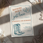 Burnt Orange Teal Cream Western Horseshoe Wedding 招待状