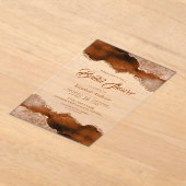 Burnt Orange Terracotta Agate Marble Bridal Shower アクリル招待状 (レイダウン)