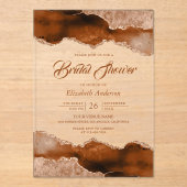Burnt Orange Terracotta Agate Marble Bridal Shower アクリル招待状 (正面)