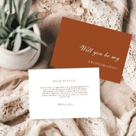 Burnt Orange Terracotta Bridesmaid Proposal Card 招待状