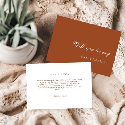 Burnt Orange Terracotta Bridesmaid Proposal Card 招待状