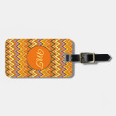 Burnt Orange Terracotta Chevron ZigZag Personalize ラゲッジタグ (正面横)