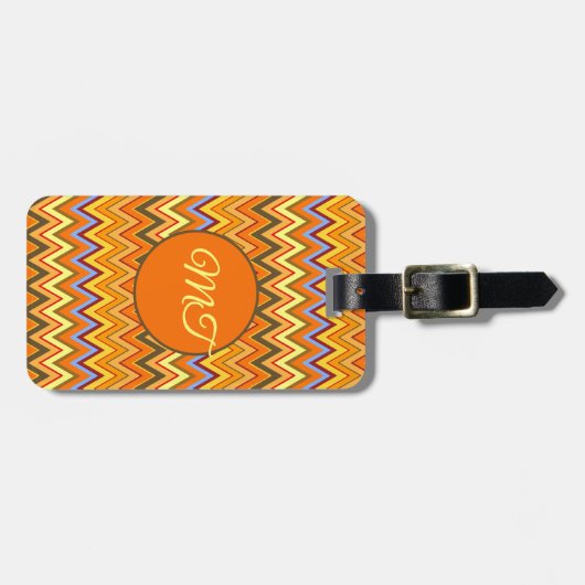 Burnt Orange Terracotta Chevron ZigZag Personalize ラゲッジタグ (正面横)