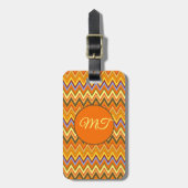 Burnt Orange Terracotta Chevron ZigZag Personalize ラゲッジタグ (正面縦)