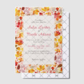 Burnt Orange Tropical Hibiscus Florals Wedding ベラム紙招待状 (オフセット (招待状))