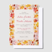 Burnt Orange Tropical Hibiscus Florals Wedding ベラム紙招待状 (オフセット)