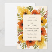 Burnt Orange Warm Autumnal Wedding 招待状 (正面/裏面)
