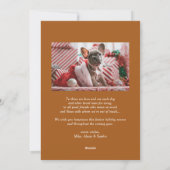 Burnt Orange Whimsical Snowflake Christmas Photo シーズンカード (裏面)