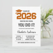 Burnt Orange You Did It Graduation Photo 招待状 (スタンド正面)