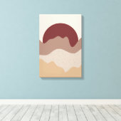 Burnt Red Sun Wall Art – Earth Tone Poster キャンバスプリント (インサイチュ (ウッドフロア))