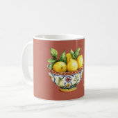 Burnt Red Yellow Lemons Italian Bowl コーヒーマグカップ (正面左)