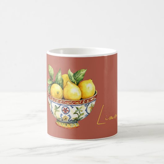 Burnt Red Yellow Lemons Italian Bowl コーヒーマグカップ (中央)