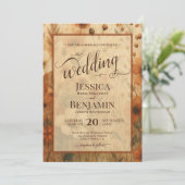 Burnt Sienna Boho Floral Stylish Script Wedding 招待状 (スタンド正面)