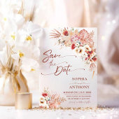 Burnt Umber Boho QRコードフォト結婚ズ セーブザデート