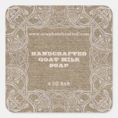 Burplapテクスチ素朴ャ上の国ヴィンテージフレーム スクエアシール (正面)