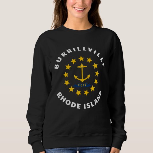 Burrillville Rhode Island RI Flag Badge Roundlet S スウェットシャツ (正面)