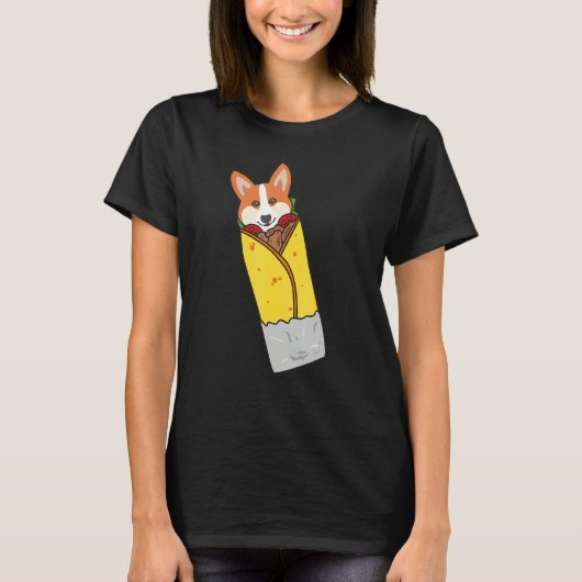 Burrito Corgi犬かわいいタコチンコデマヨ犬ママ Tシャツ (正面)