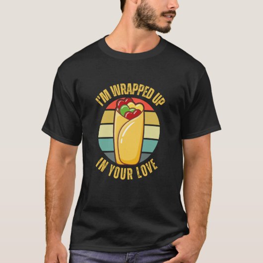 Burrito Couples Burrito Hearts Mexican Food Retro Tシャツ (正面)