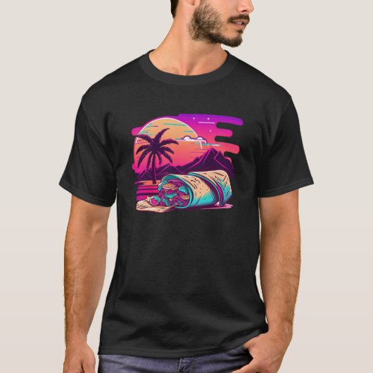 Burritos Synthwave 80s Retrowave Aesthetic Tシャツ (正面)