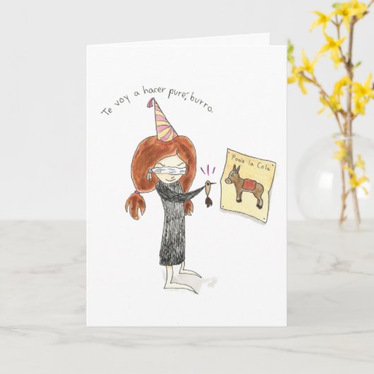 Burro Tarjeta de Cumpleanoss カード (黄色い花)