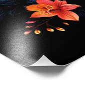 Burst of Brilliance:ブラックのフローラ抽象芸術 フォトプリント (角)