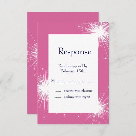 Burst of Sparkles RSVP (明るい赤紫色) (正面/裏面)