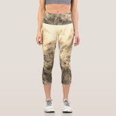 Burstful Gold Legging Capris for women カプリレギンス (正面)