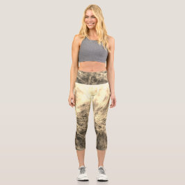 Burstful Gold Legging Capris for women カプリレギンス