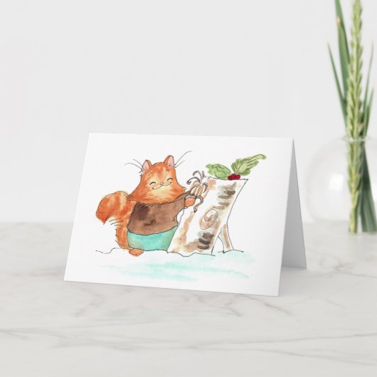 Burtのユール(キリスト降誕祭)ロググリーティングカード シーズンカード (正面)