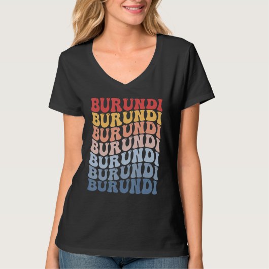 Burundi Groovy Retro Burundian Tシャツ (正面)