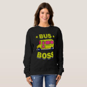 Bus Boss 100th Day Of School Studies Vehicle Drive スウェットシャツ (正面フル)