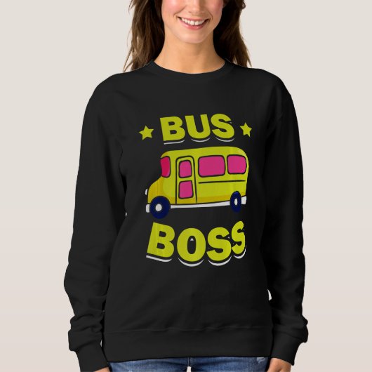 Bus Boss 100th Day Of School Studies Vehicle Drive スウェットシャツ (正面)