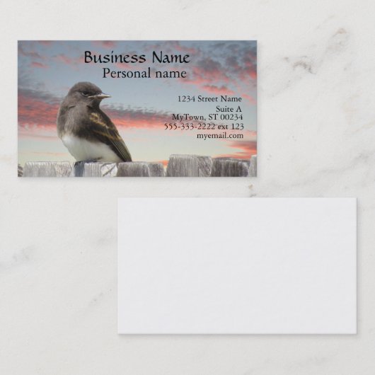 Bus. Card - Bird on Fence at Sunset 名刺 (正面/裏面)