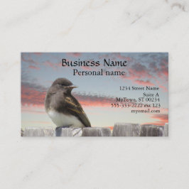 Bus. Card - Bird on Fence at Sunset 名刺