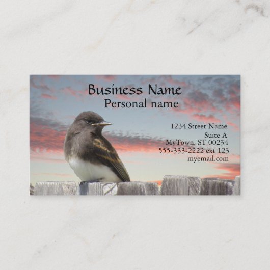 Bus. Card - Bird on Fence at Sunset 名刺 (正面)