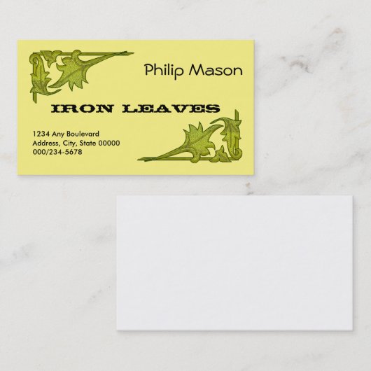 Bus. Card - Leafy Brackets in Green 名刺 (正面/裏面)