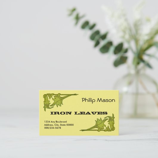 Bus. Card - Leafy Brackets in Green 名刺 (スタンド正面)