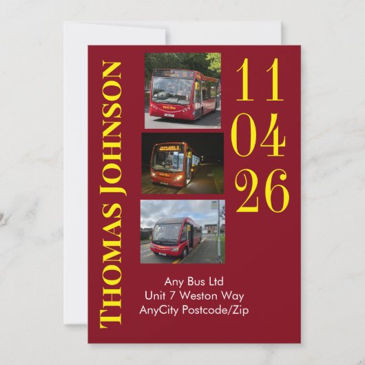 Bus Depot Tour Invitation Personalized 招待状 (正面)