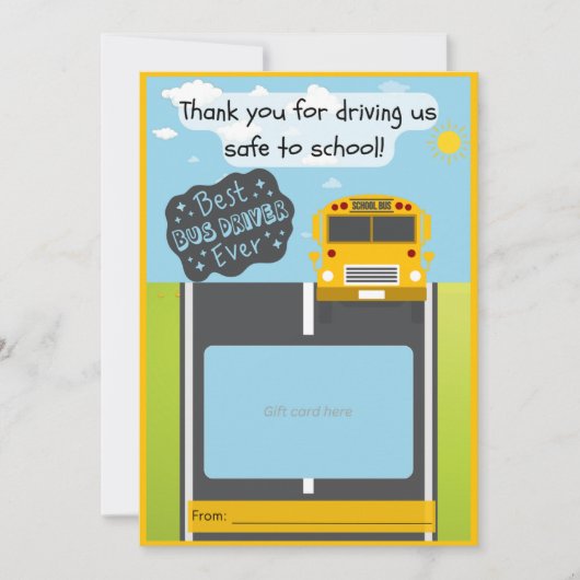 Bus driver gift card holder thank you card サンキューカード (正面)