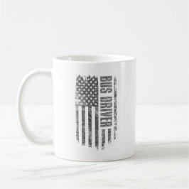 Bus Driver USA Flag Distressed design コーヒーマグカップ