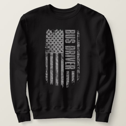 Bus Driver USA Flag Distressed design スウェットシャツ (デザイン正面)